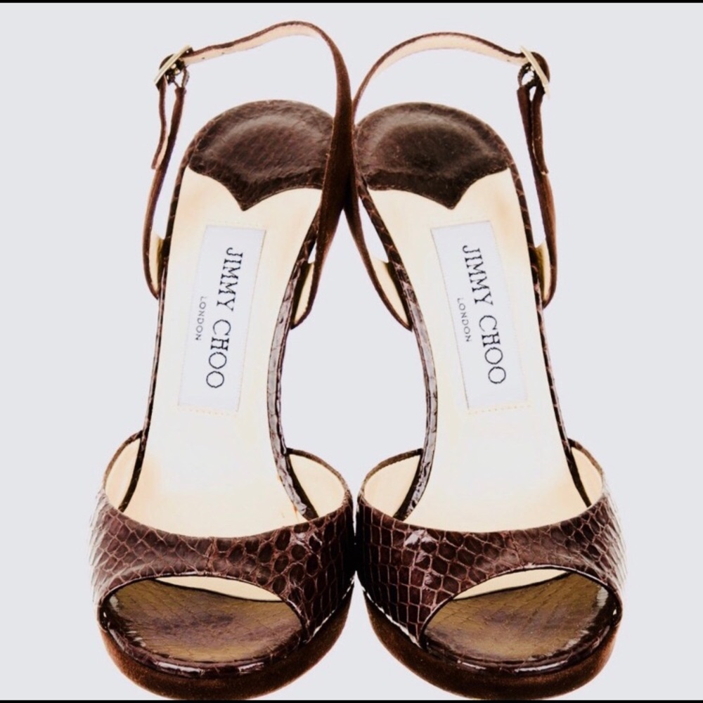 Authentic Brown Jimmy Choo snakeskin heels